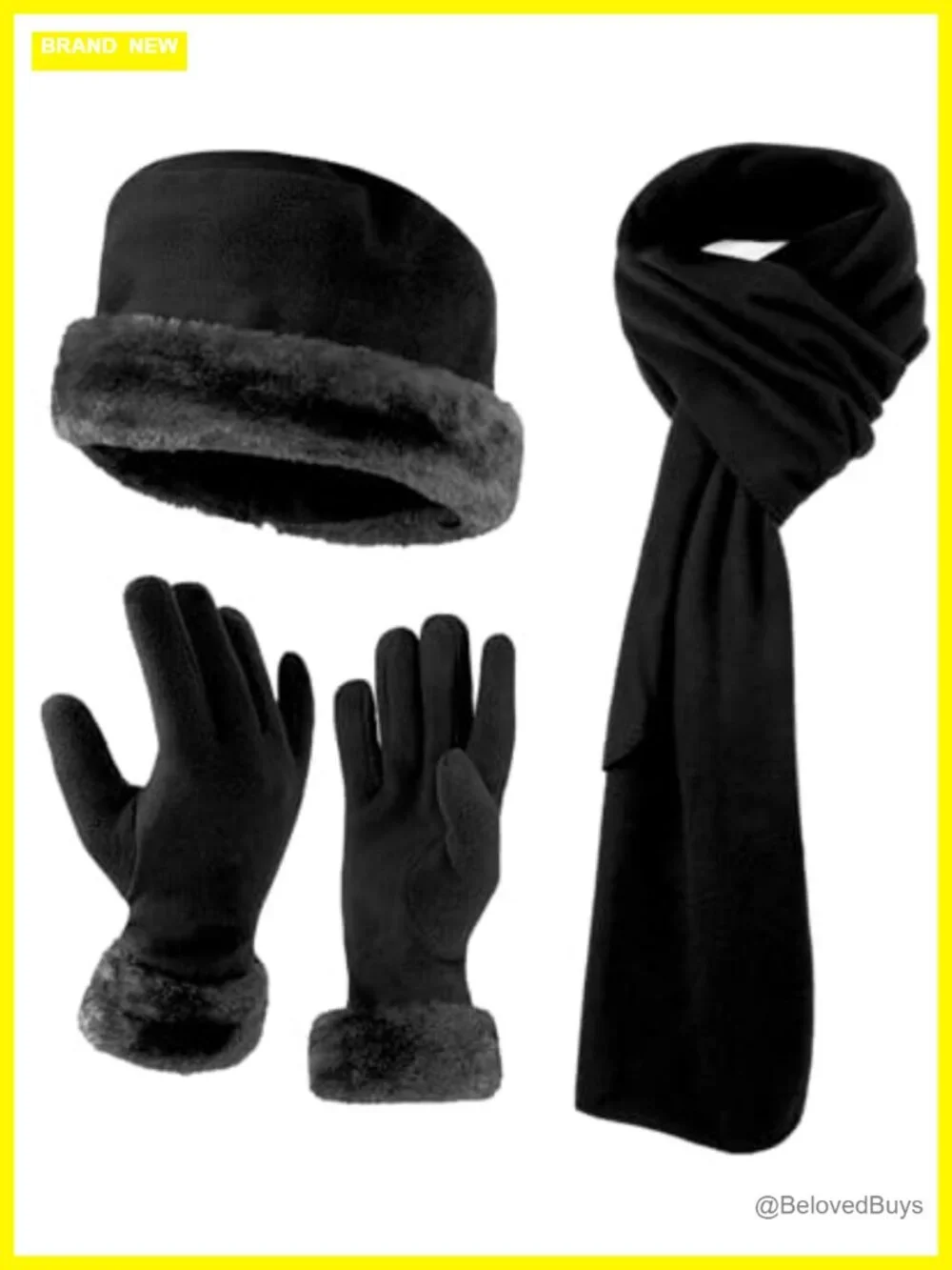 Warm Fleece Winter Hat and Glove Set with Scarf